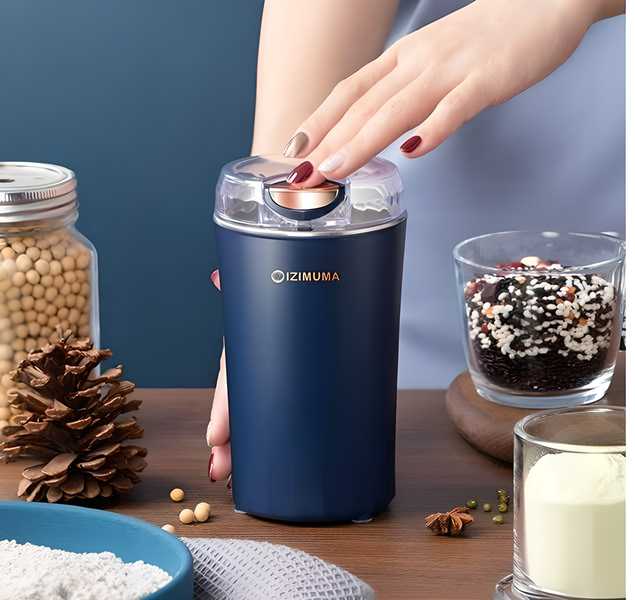 Electric coffee grinder with stainless steel blades for beans and spices