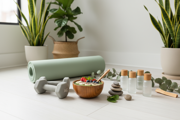 Health and wellness collection displaying fitness and wellness products for a healthy lifestyle