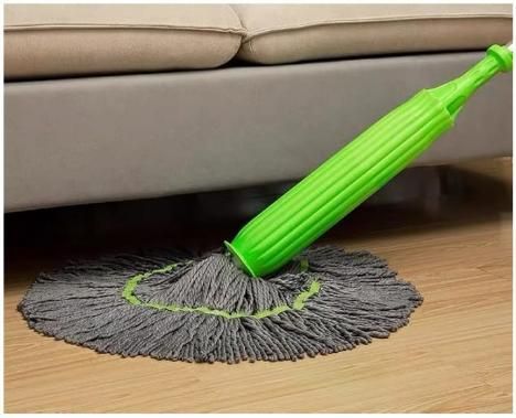 Self twisting water rotating mop with microfiber head for floor cleaning