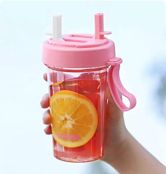 2 in 1 water bottle for hot and cold drinks with double straw 1000ml