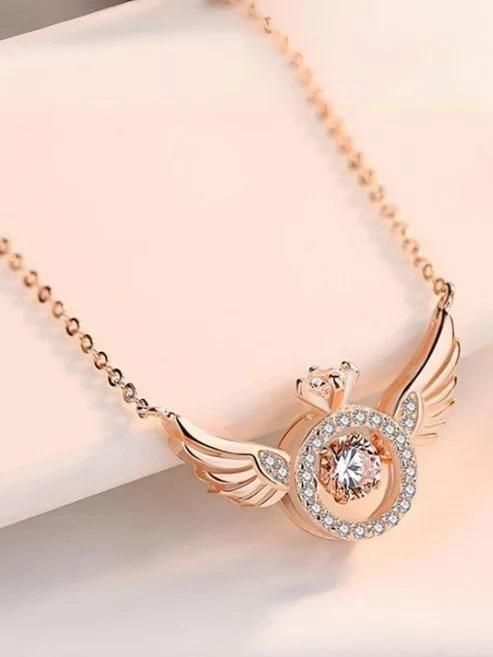 Elegant American diamond pendant with gold finish chain for women