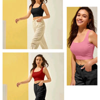 Women’s cotton blend solid tops multicolor pack of 3 size S