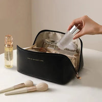 Travel Cosmetic Bag – Waterproof PU Leather Makeup Organizer with Handle